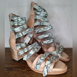 Freebird by Steven Casandra Snakeskin Turquoise Mint Strappy Gladiator Sandal